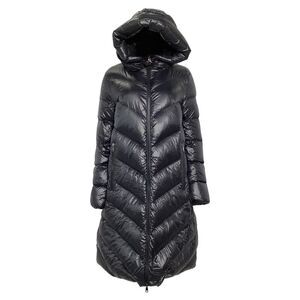 Moncler Long Cambales Down Coat in Black Nylon